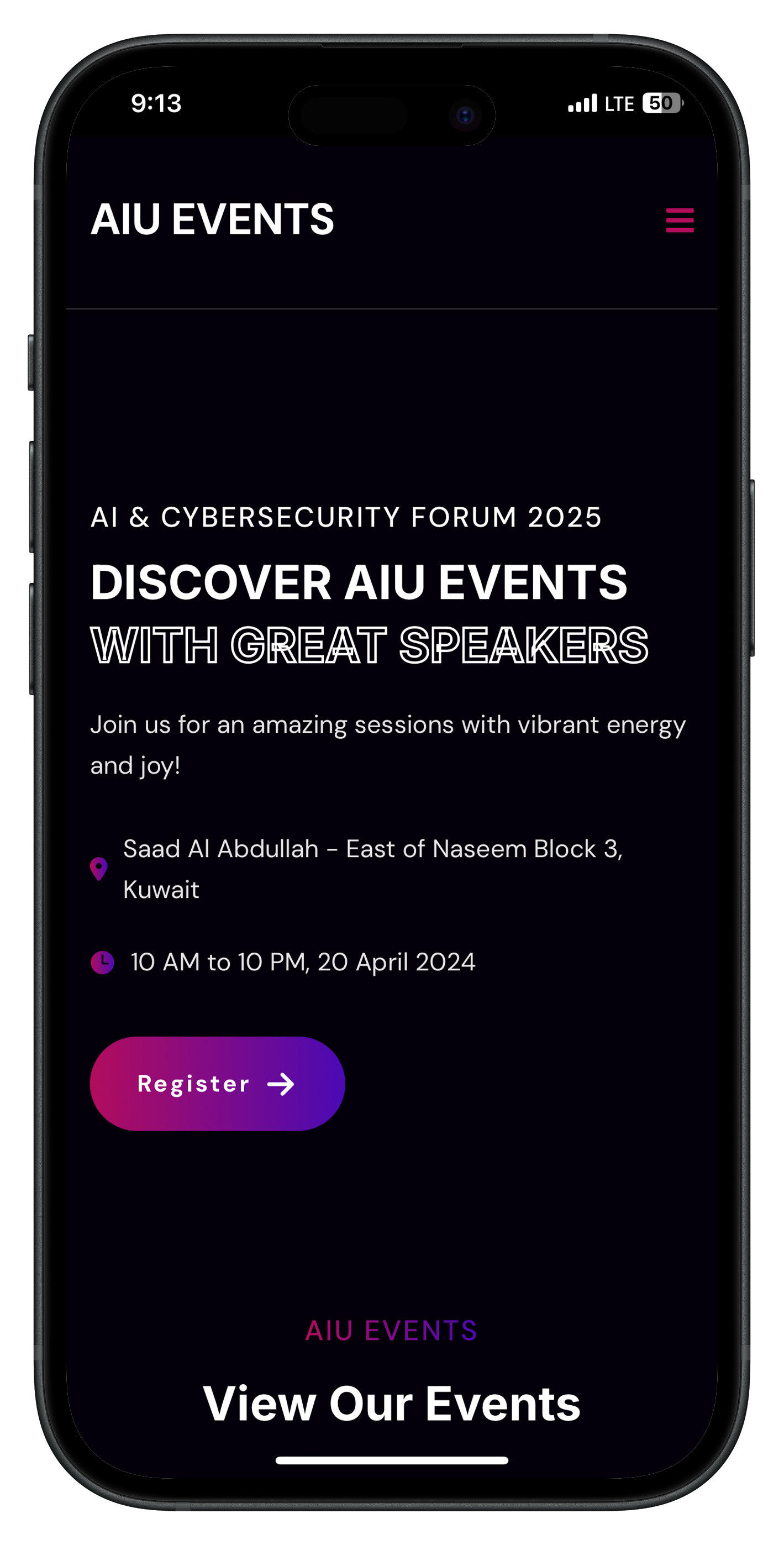 AIU Events App - Slide 1